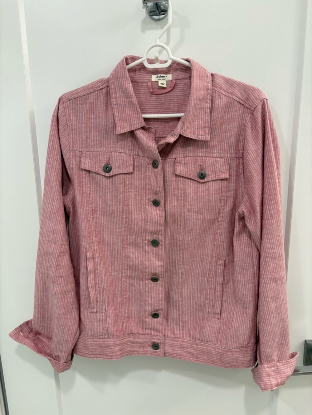 Dylan Pink Textured Linen Blend Relaxed Fit Jacket Size XS